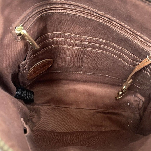 Fossil Handbag Sydney Gold Metallic Crossbody Small Zip‎ Closure Purse - Picture 9 of 14